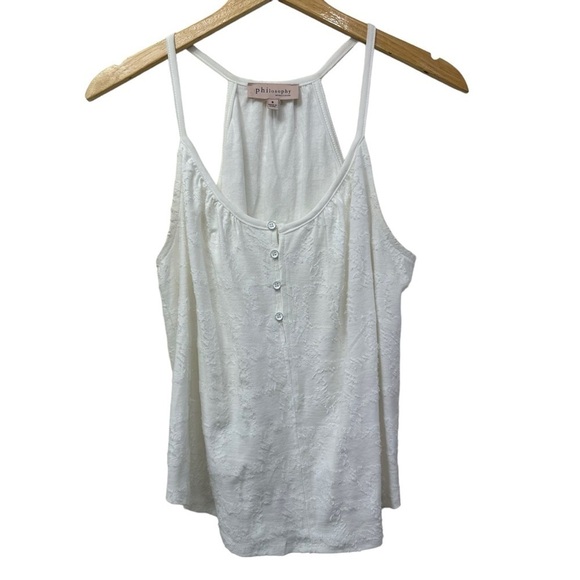 Philosophy White Sleeveless Boho Chic Festival Peasant Summer Tank Top, Small - Picture 1 of 7